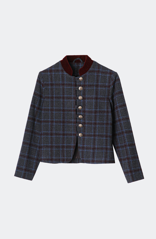 Casaca Estampada Botones Grey