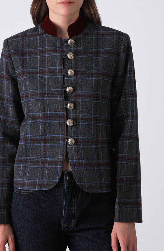 Casaca Estampada Botones Grey