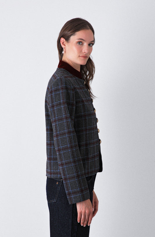 Casaca Estampada Botones Grey