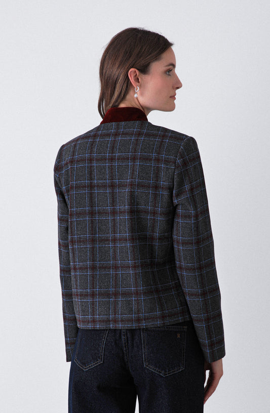 Casaca Estampada Botones Grey