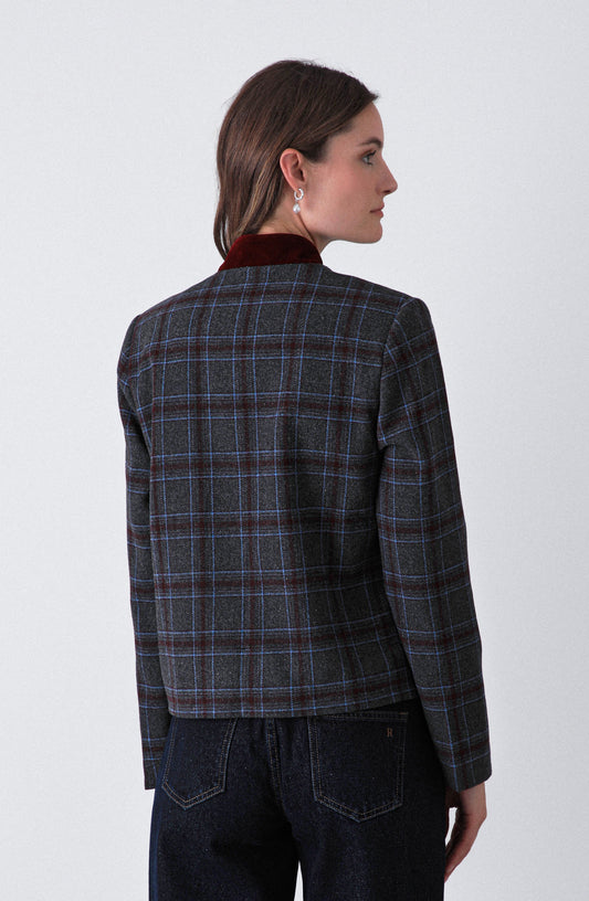 Casaca Estampada Botones Grey