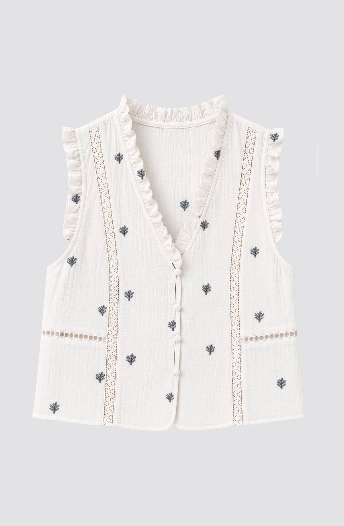 Blusa Sin Manga Bordada White