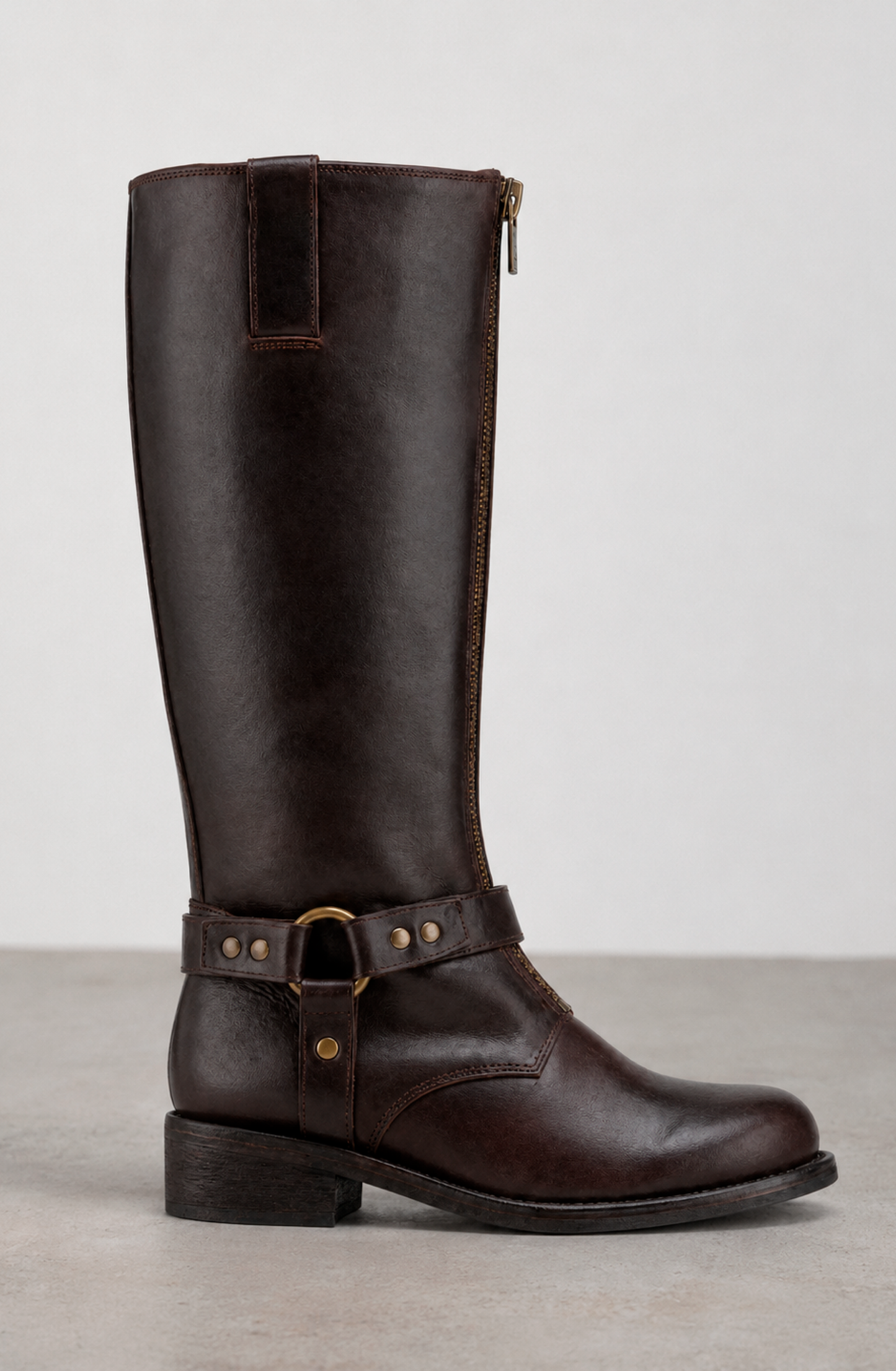 Bota Alta Zipper Brown
