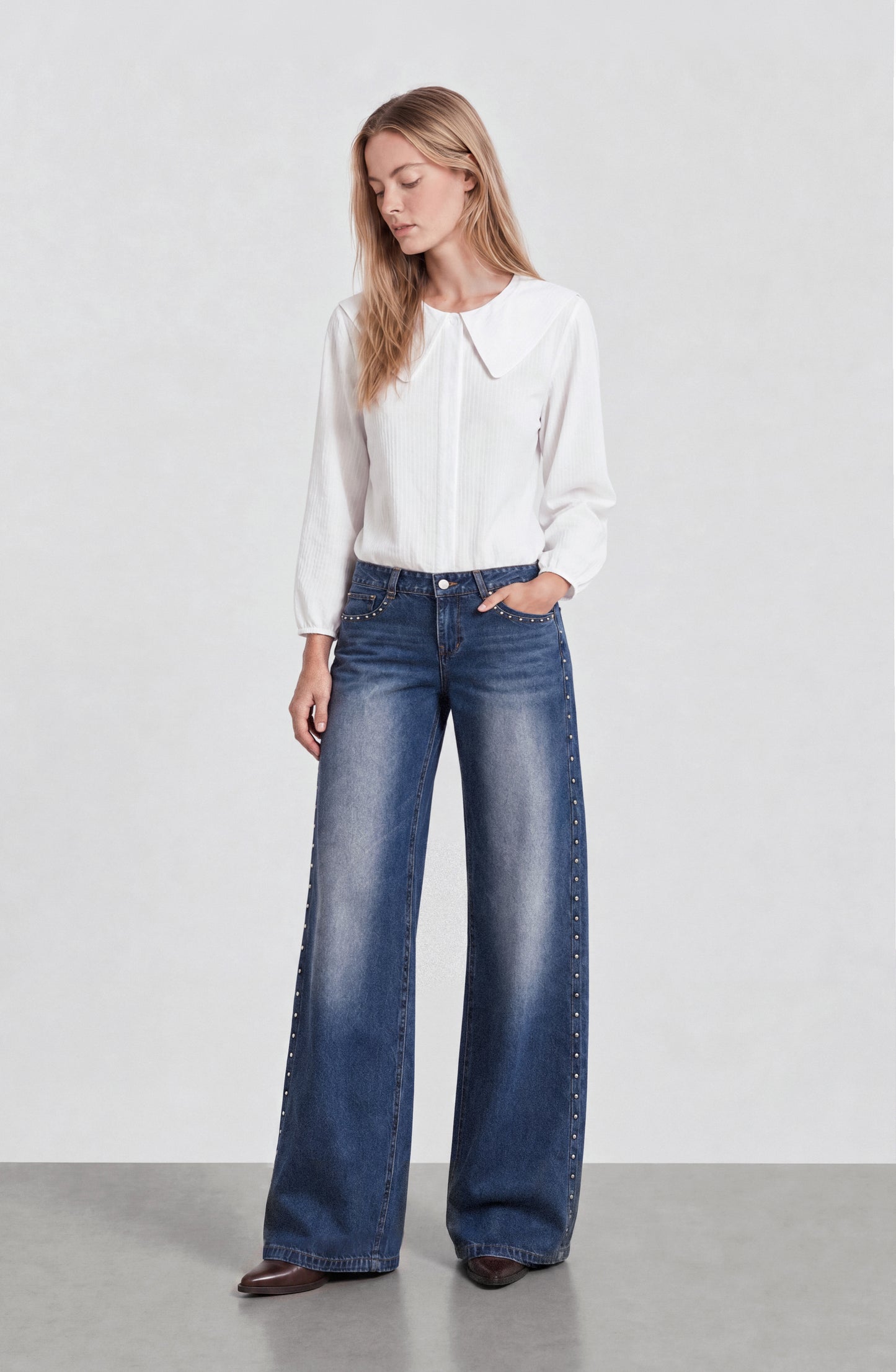 Blusa Cuello Bobo Vichy White