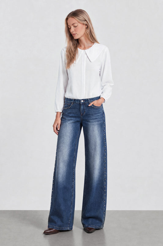 Pantalón Pretina Tachas Light Blue