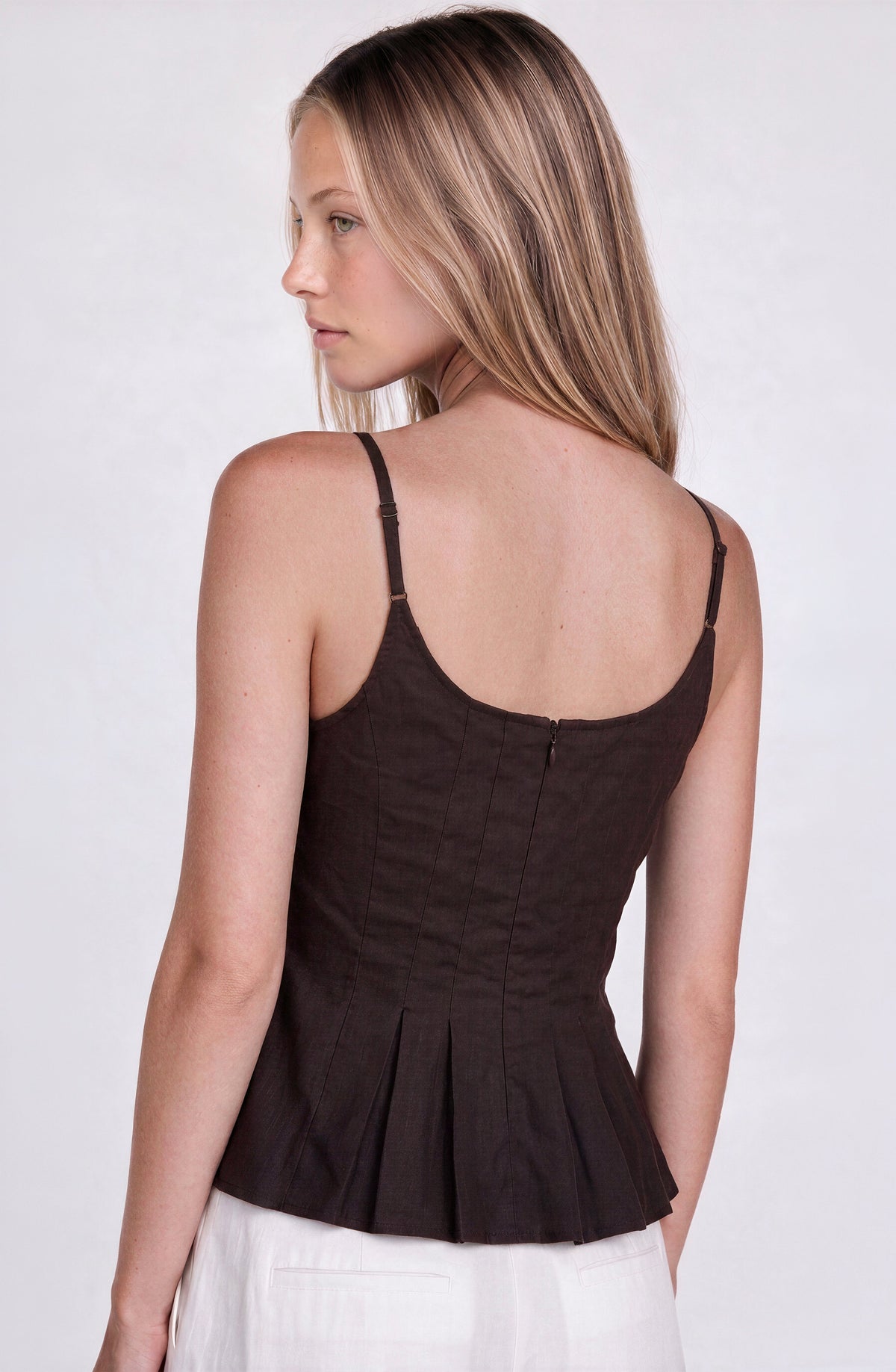 Top Ajustado Plisado Brown