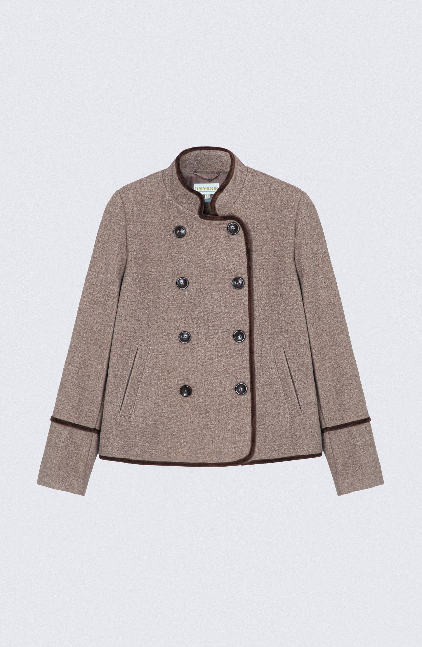 Casaca Cruzada Cuello Mao Beige