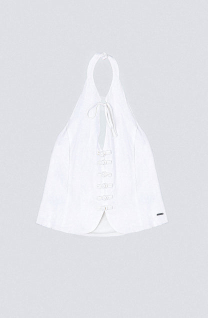 Top Halter Botones White