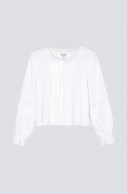 Blusa Pliegues Botón White
