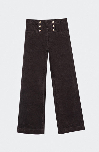 Pantalón Cotelé Botones Frontales Brown