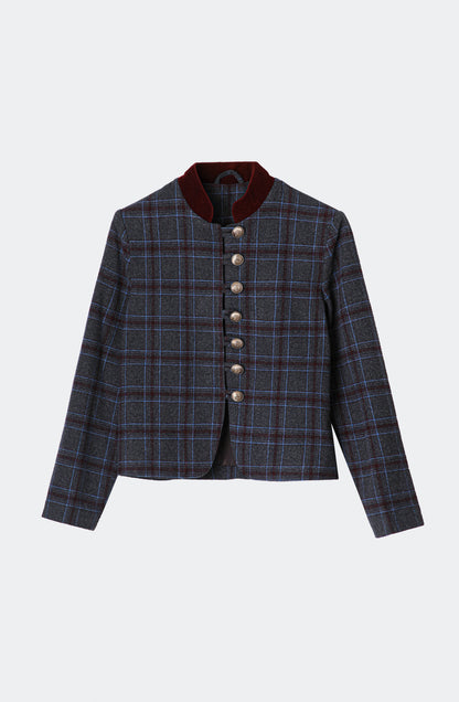 Casaca Estampada Botones Grey
