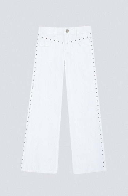 Pantalón Tachas Frontales White