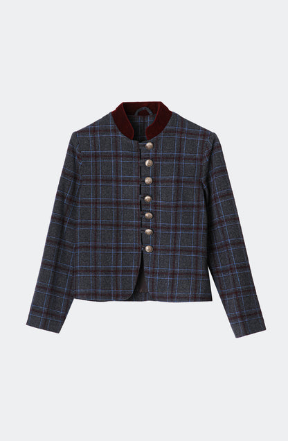 Casaca Estampada Botones Grey