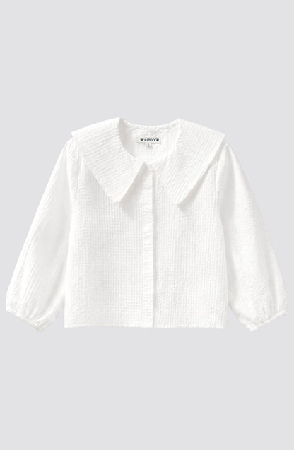 Blusa Cuello Bobo Vichy White