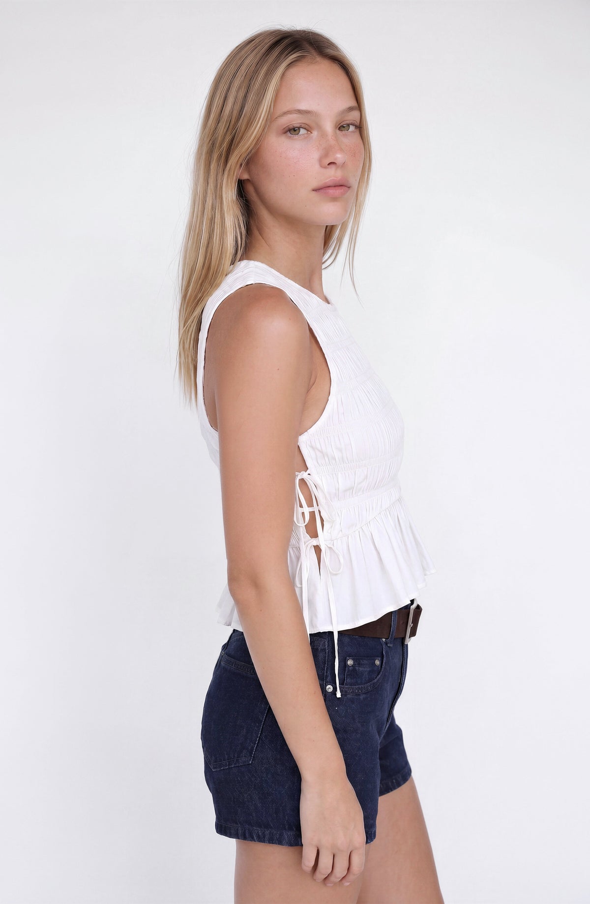 Top Abertura Cintas Panal White