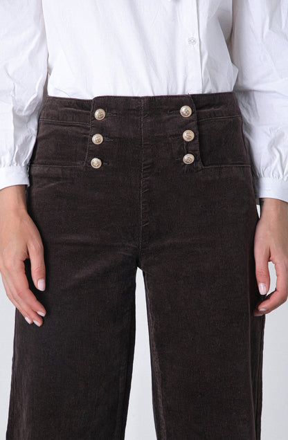 Pantalón Cotelé Botones Frontales Brown