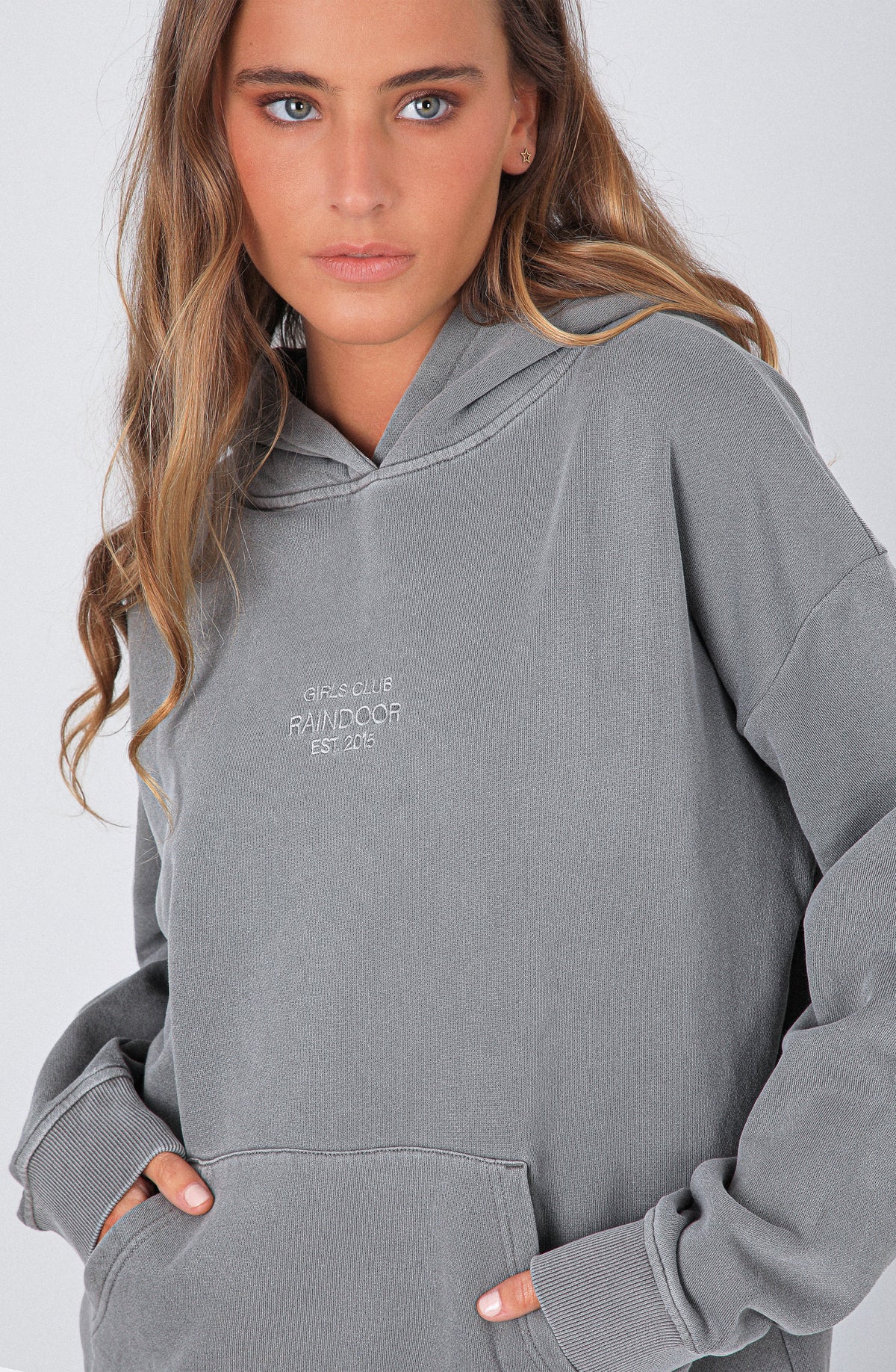 Polera Hoodie Raindoor Girls Grey