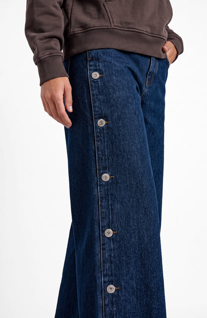 Pantalón Botones Laterales Indigo