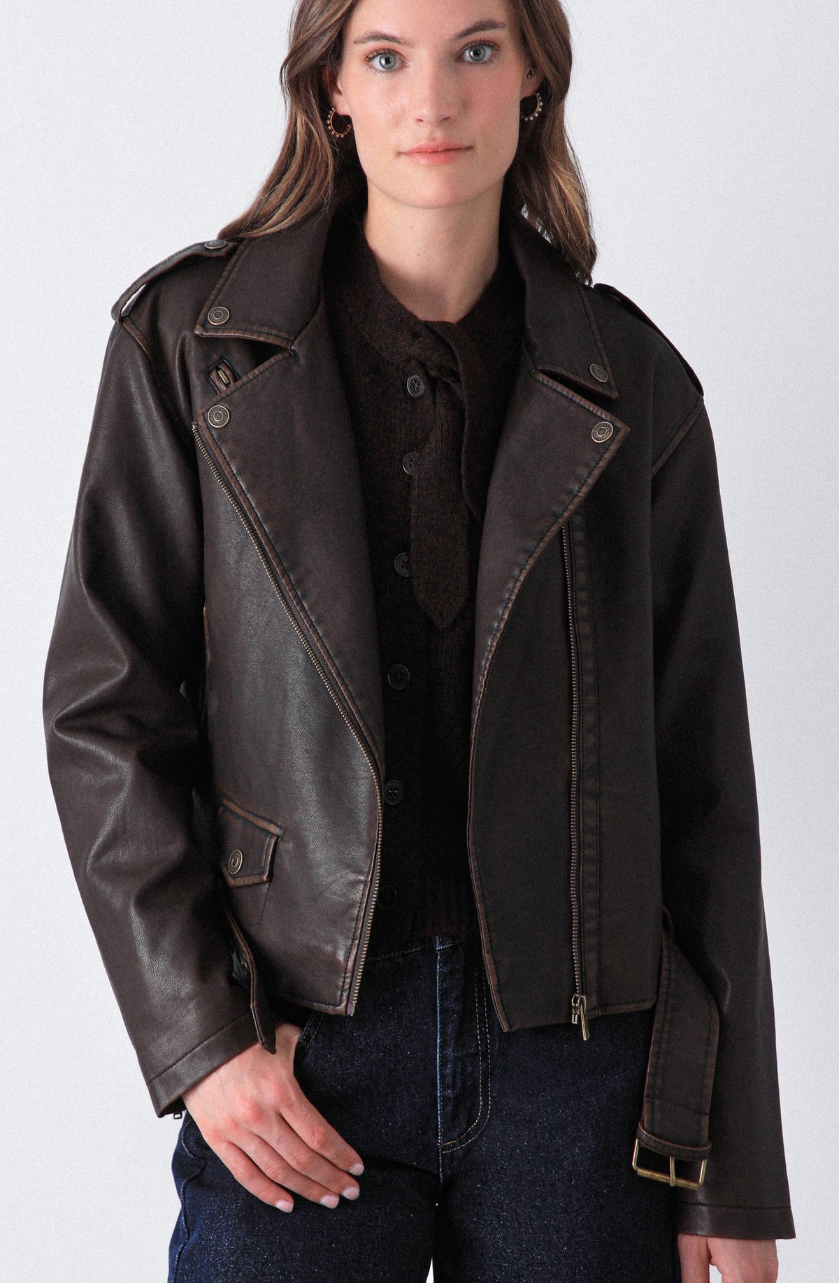 Chaqueta Biker Brown