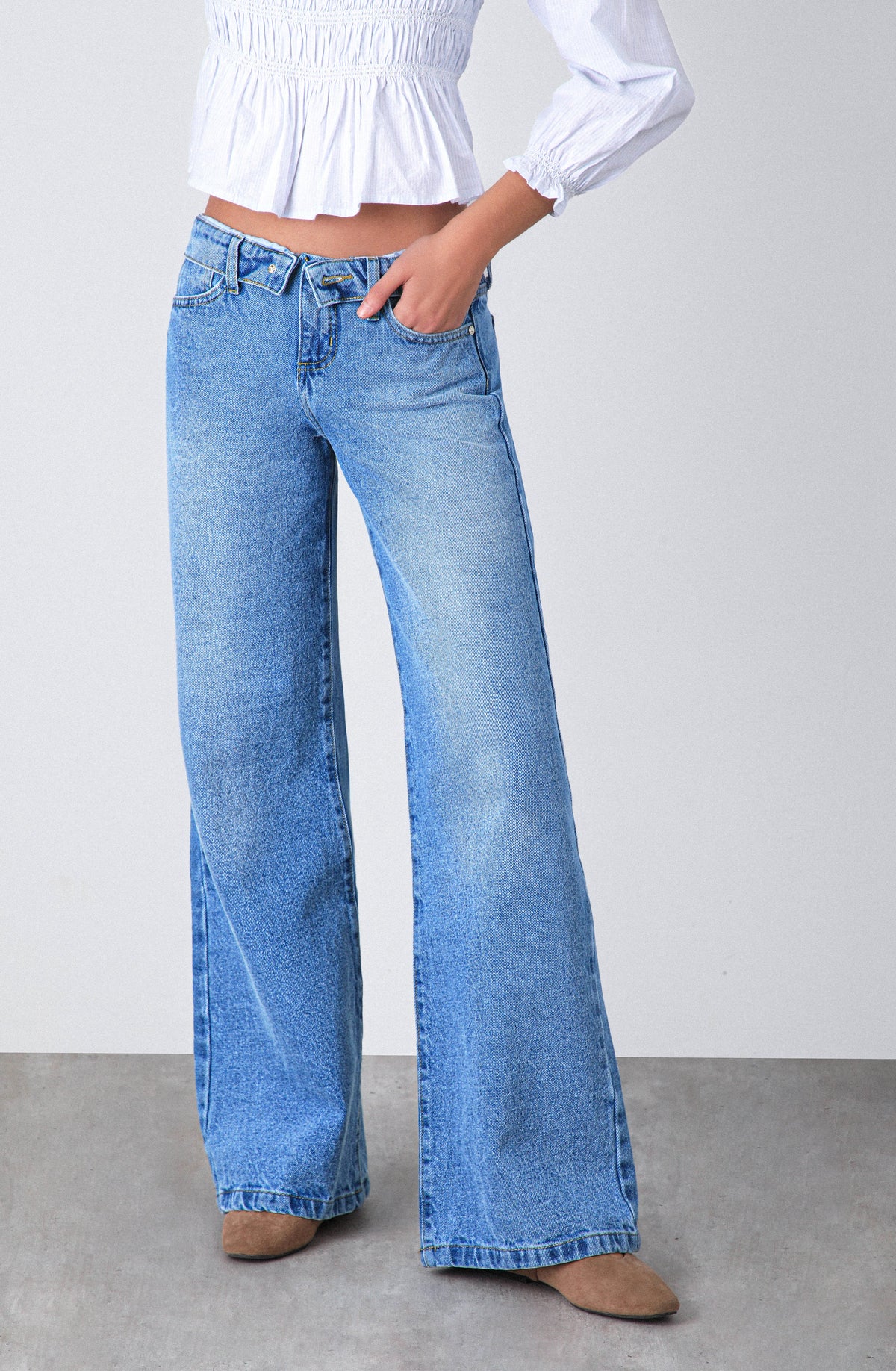 Pantalón Pretina Invertida Blue