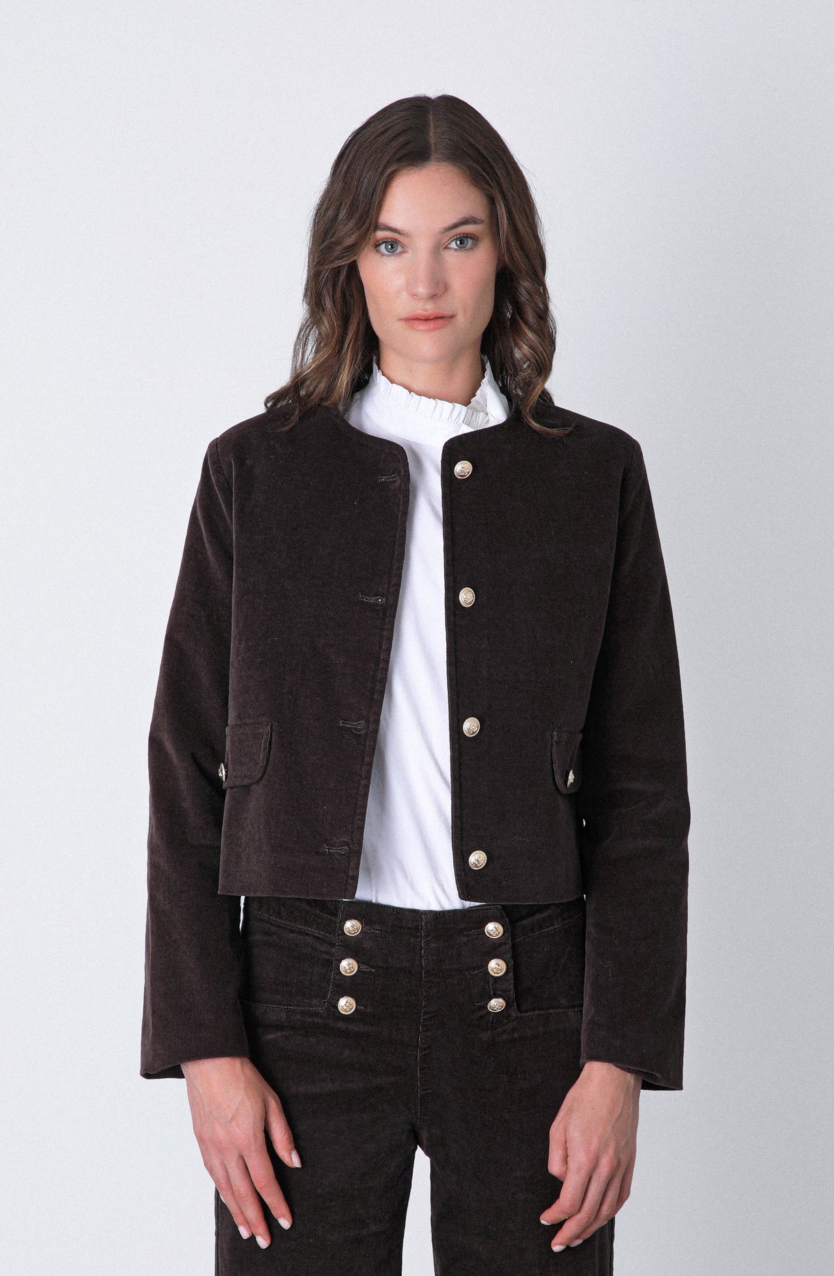 Casaca Botones Cotelé Brown