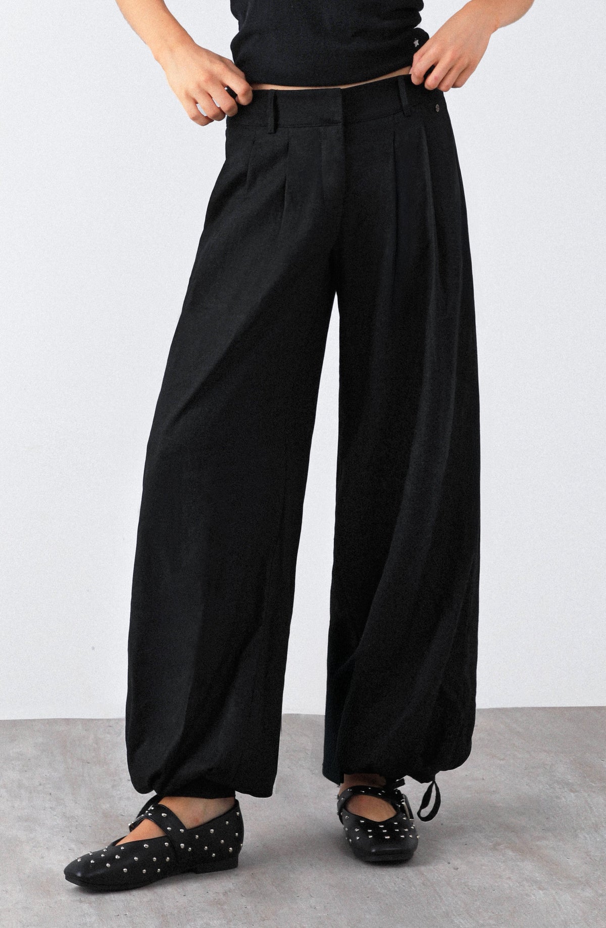 Pantalón Balloon Lino Black