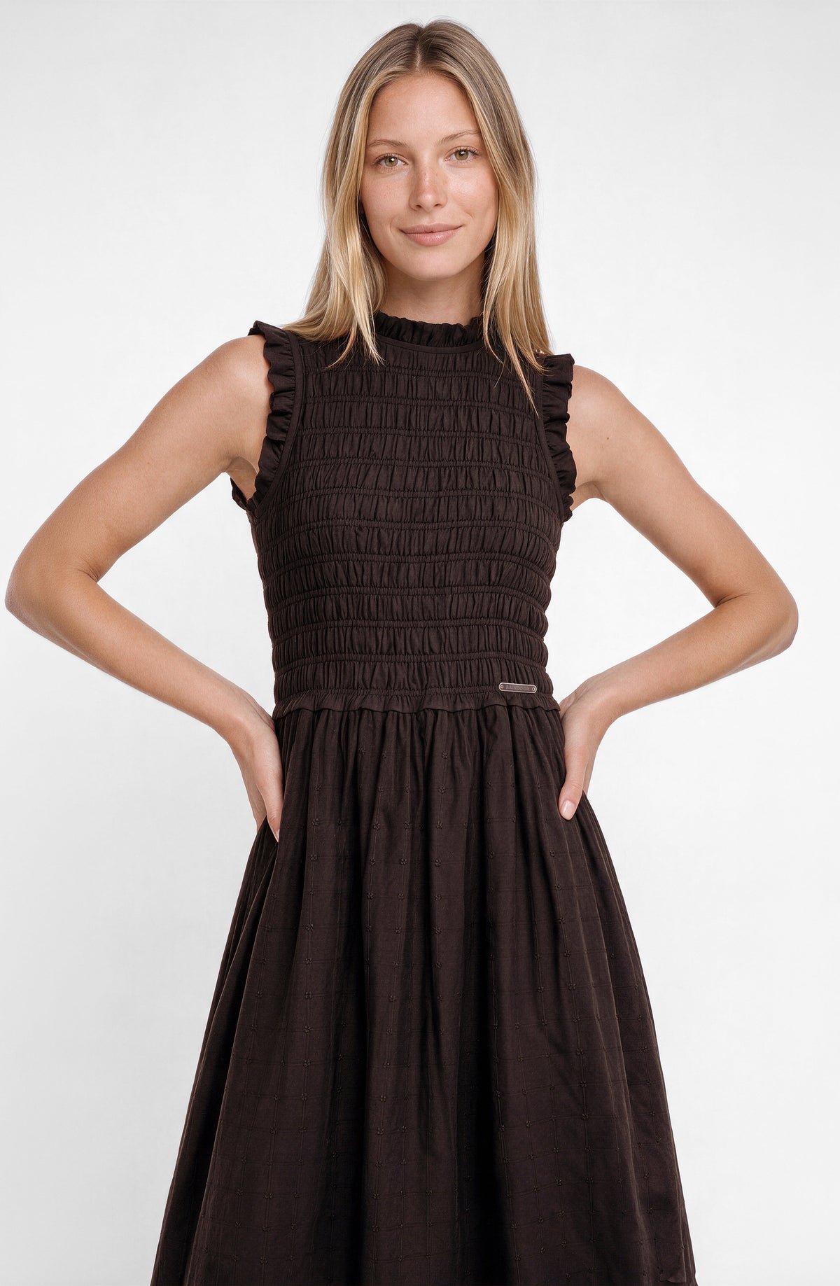 Vestido Panal Sin Manga Brown