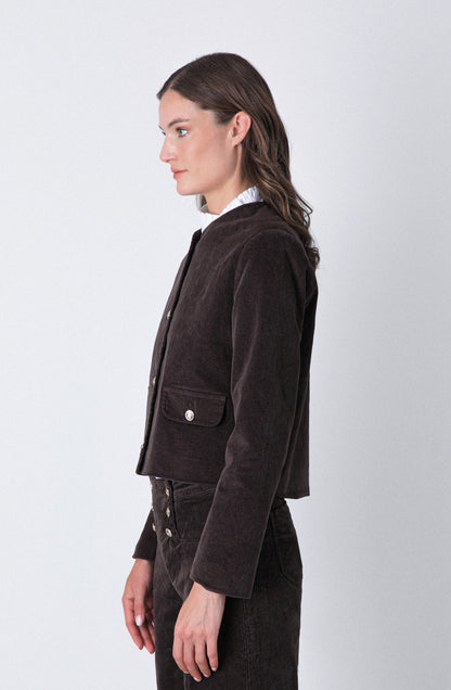 Casaca Botones Cotelé Brown