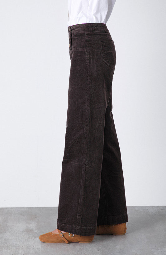 Pantalón Cotelé Botones Frontales Brown