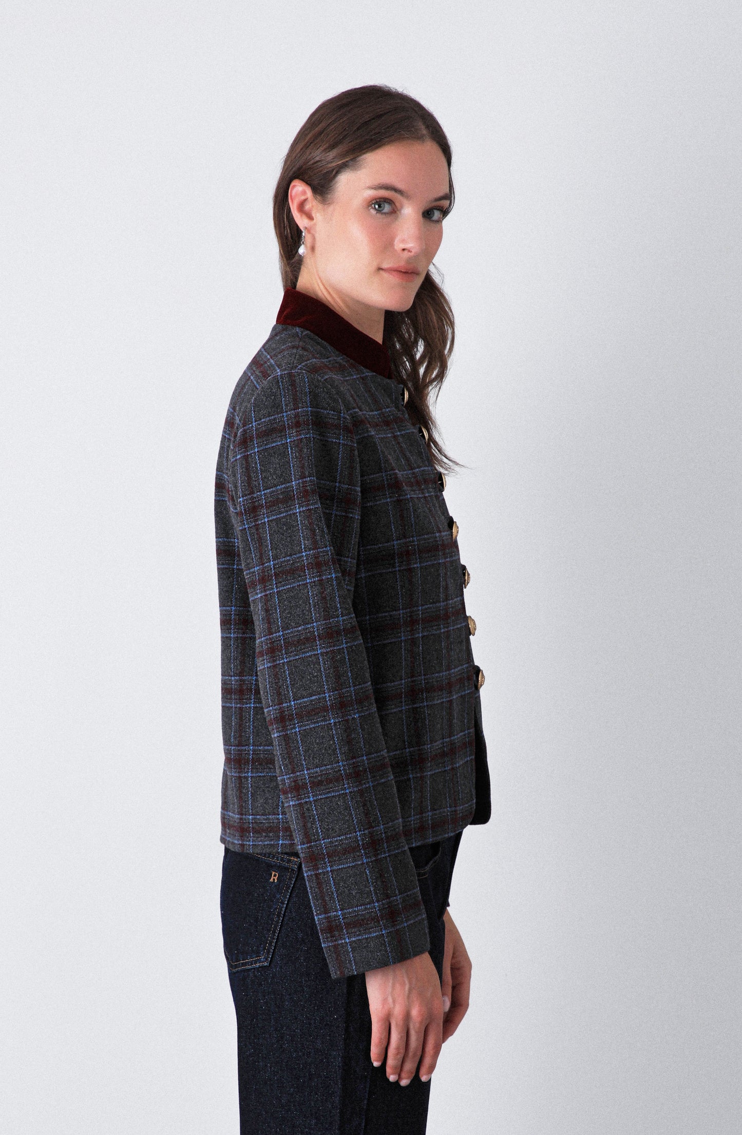 Casaca Estampada Botones Grey