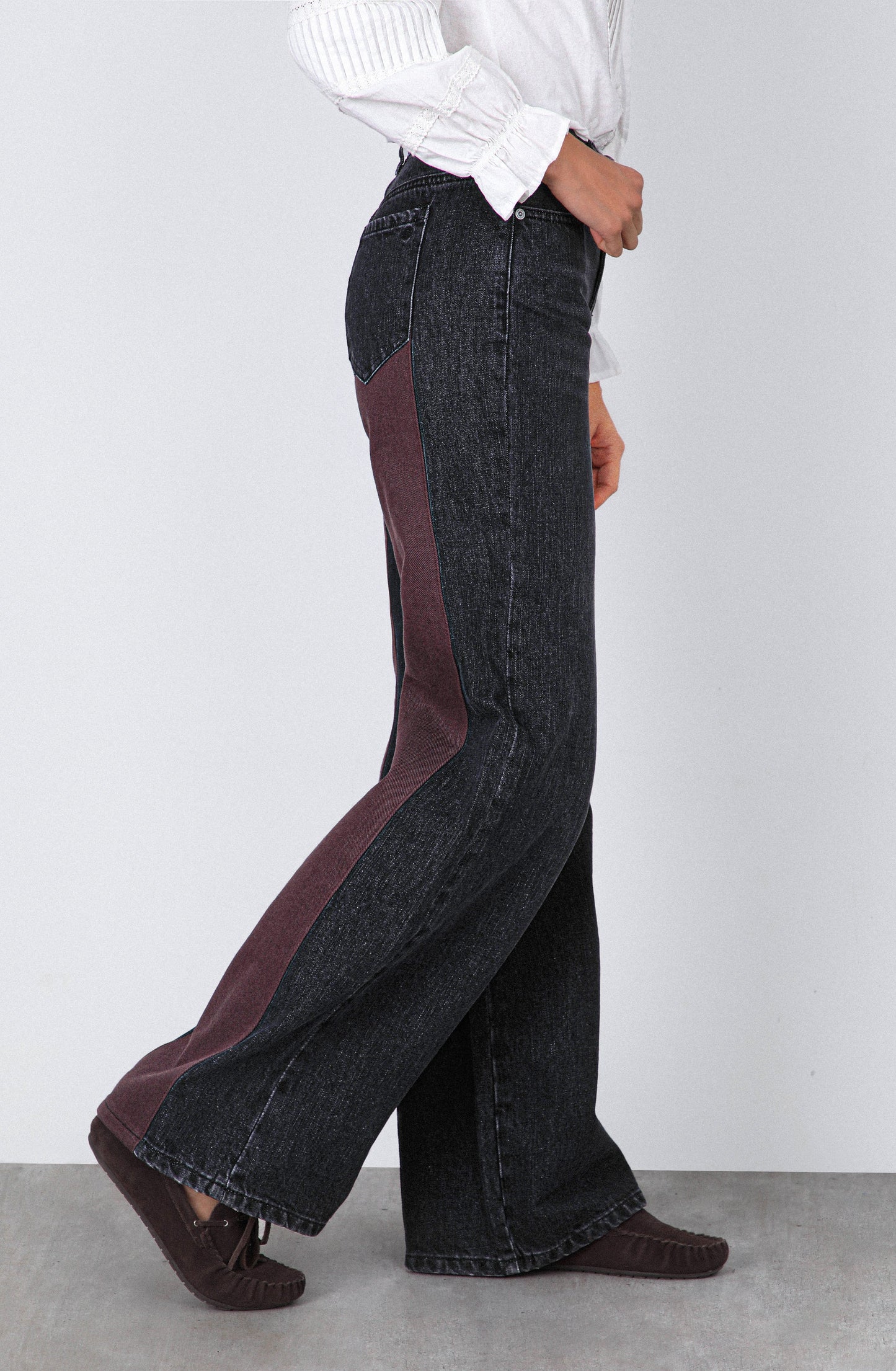 Pantalón Aplicación Denim Brown