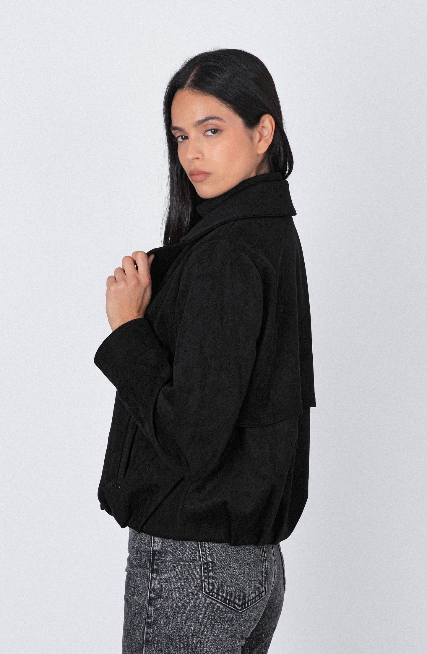 Casaca Suede Botones Black