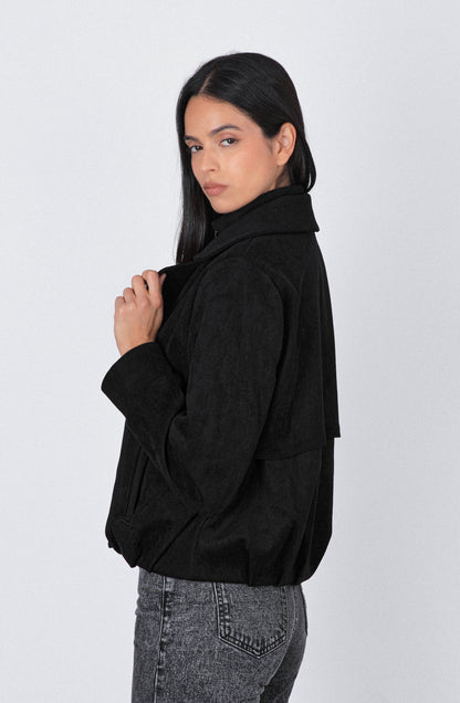 Casaca Suede Botones Black