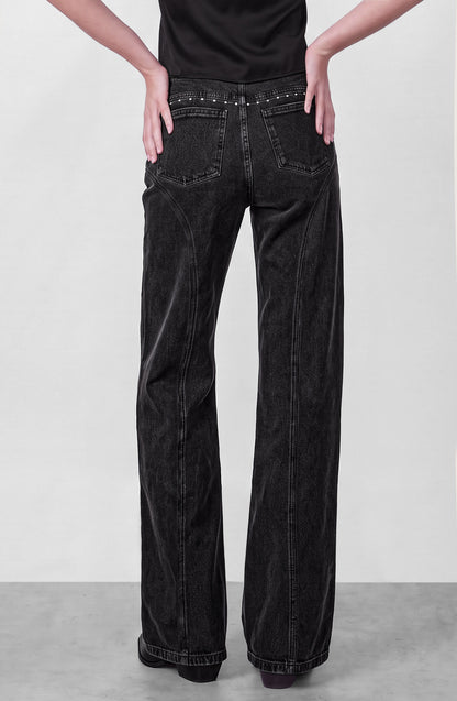 Pantalón Corte Tachas Wide Grey