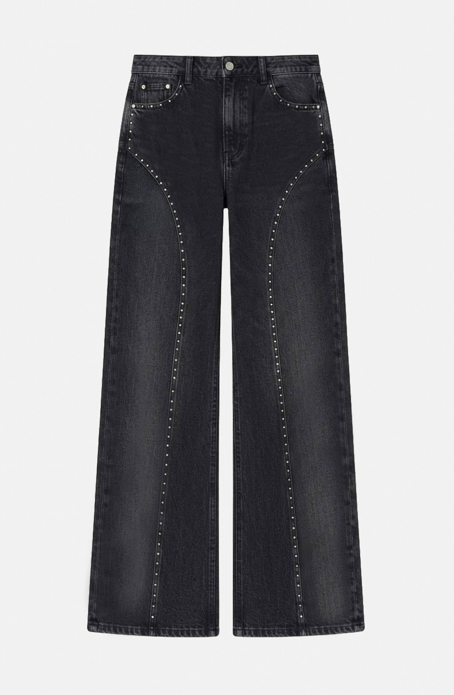 Pantalón Corte Tachas Wide Grey