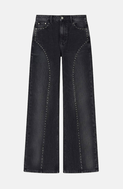 Pantalón Corte Tachas Wide Grey