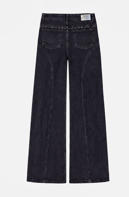 Pantalón Corte Tachas Wide Grey