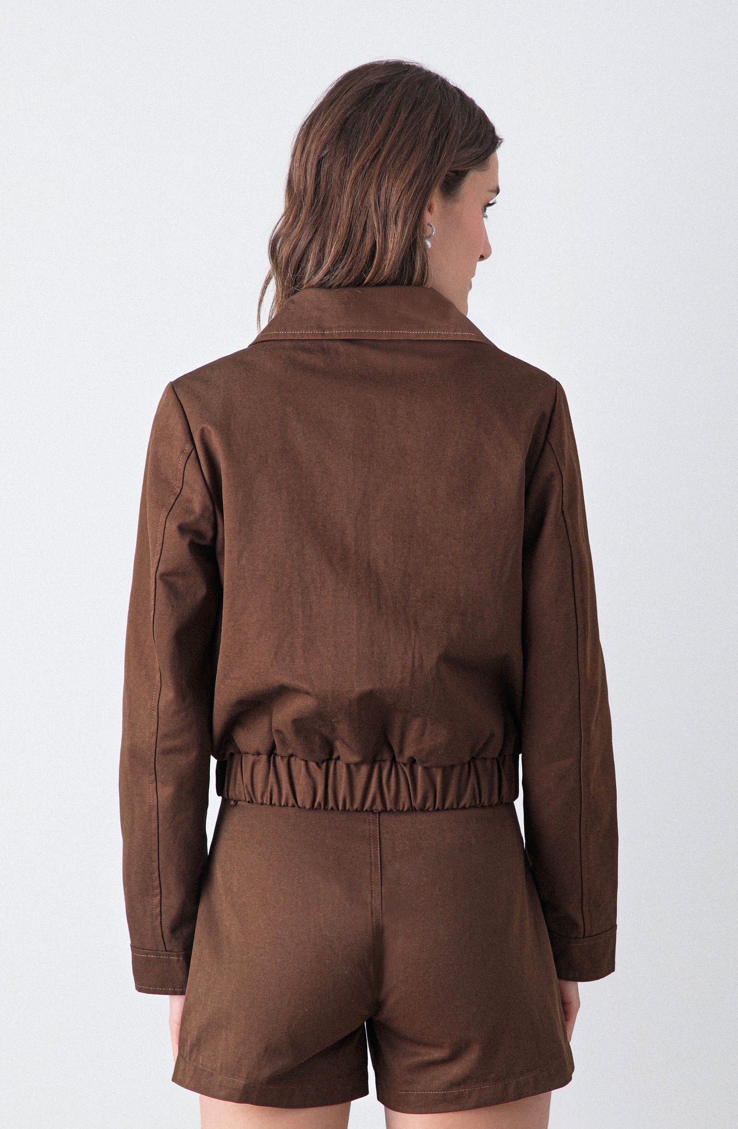 Chaqueta Bomber Tachas Brown