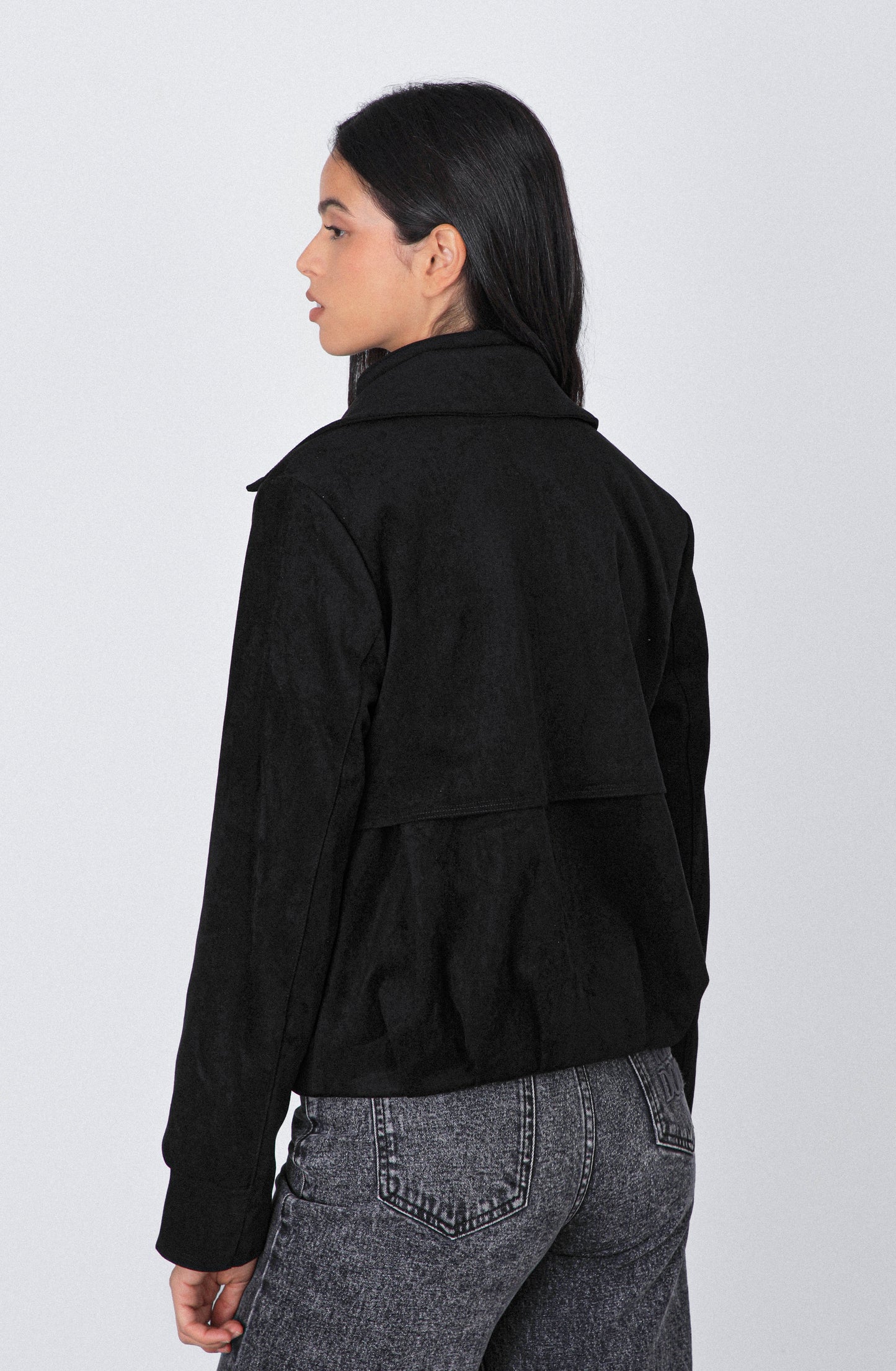 Casaca Suede Botones Black