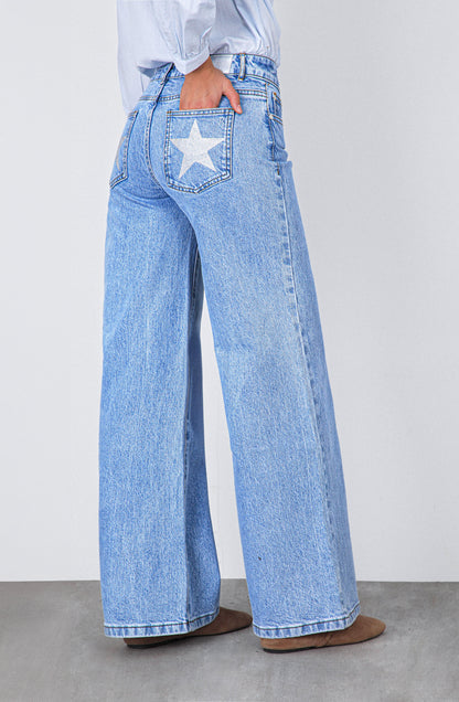 Pantalón Estrella Brillos Blue