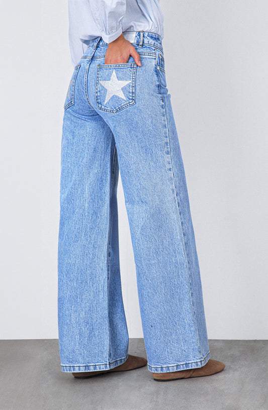 Pantalón Estrella Brillos Blue