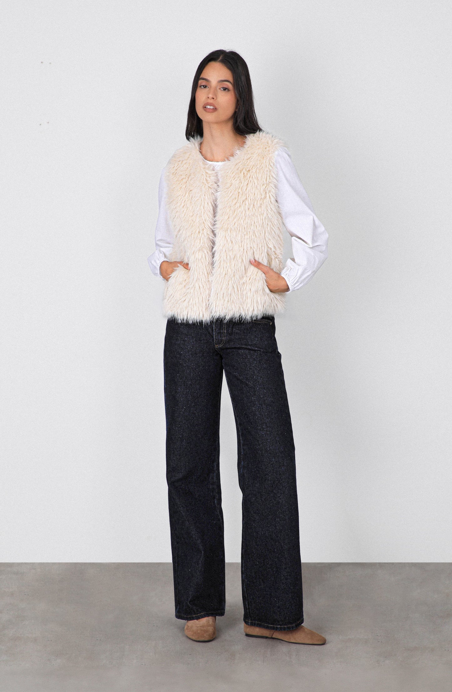 Chaqueta Sin Mangas Pelo White