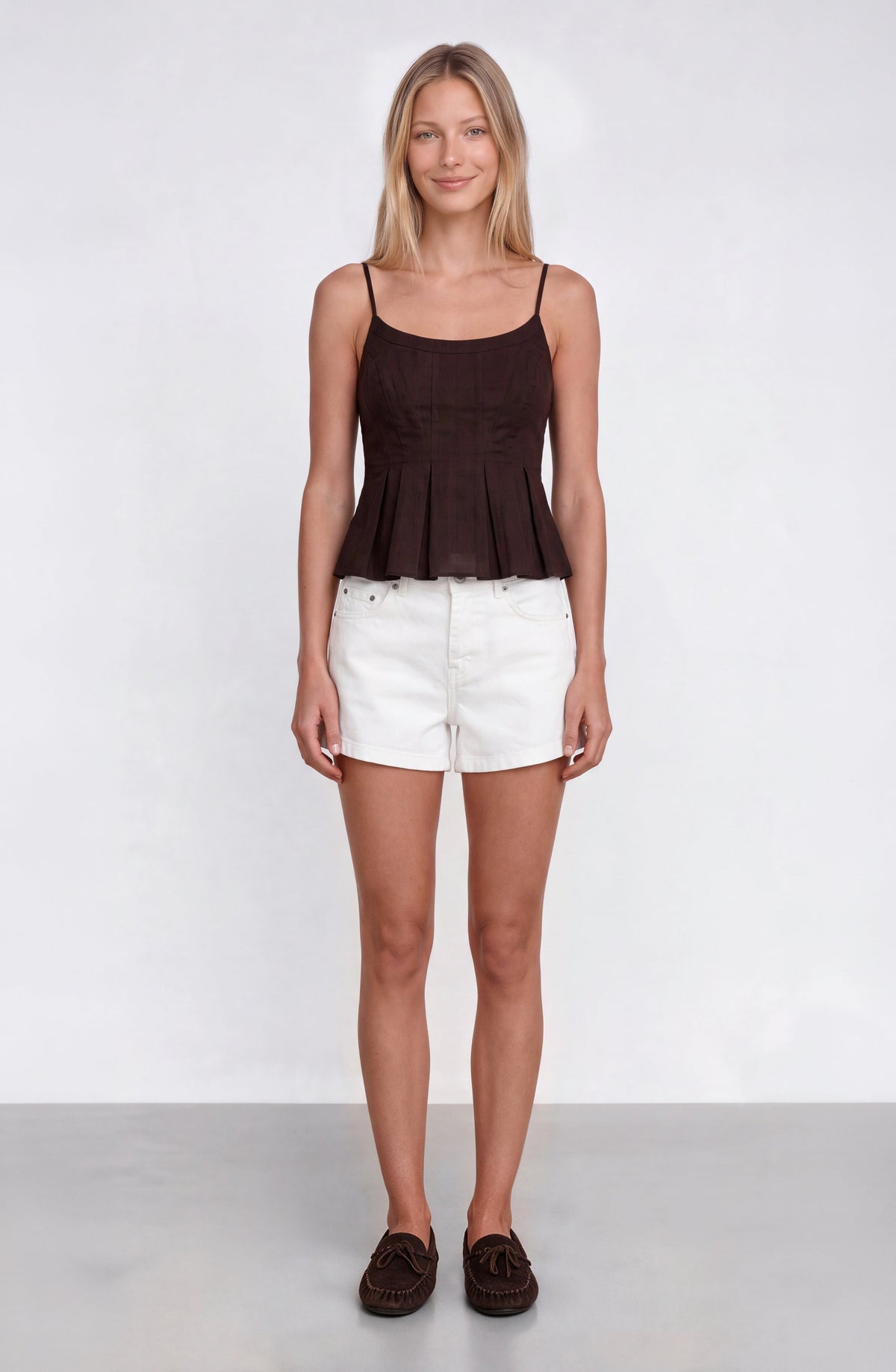 Top Ajustado Plisado Brown