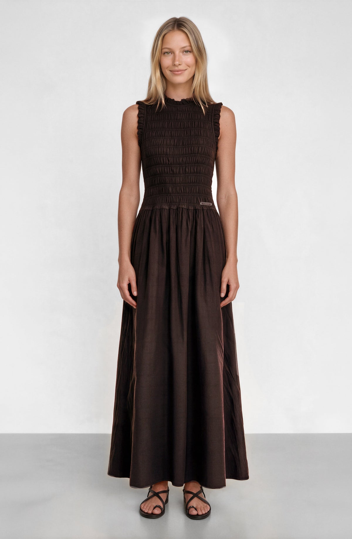 Vestido Panal Sin Manga Brown