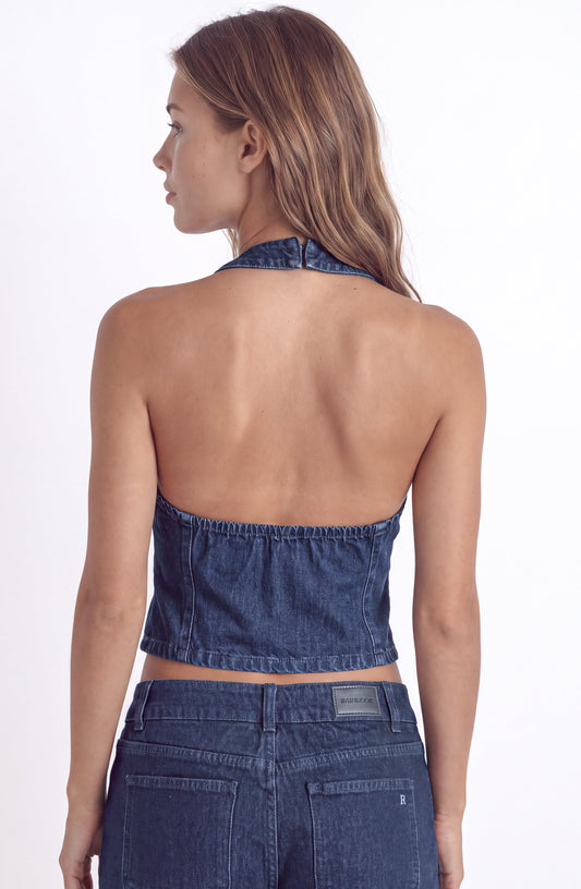 Vest Halter Tencel Denim Indigo