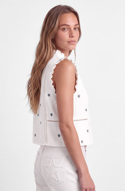 Blusa Sin Manga Bordada White