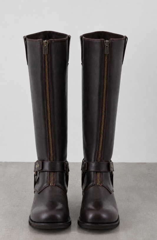 Bota Alta Zipper Brown