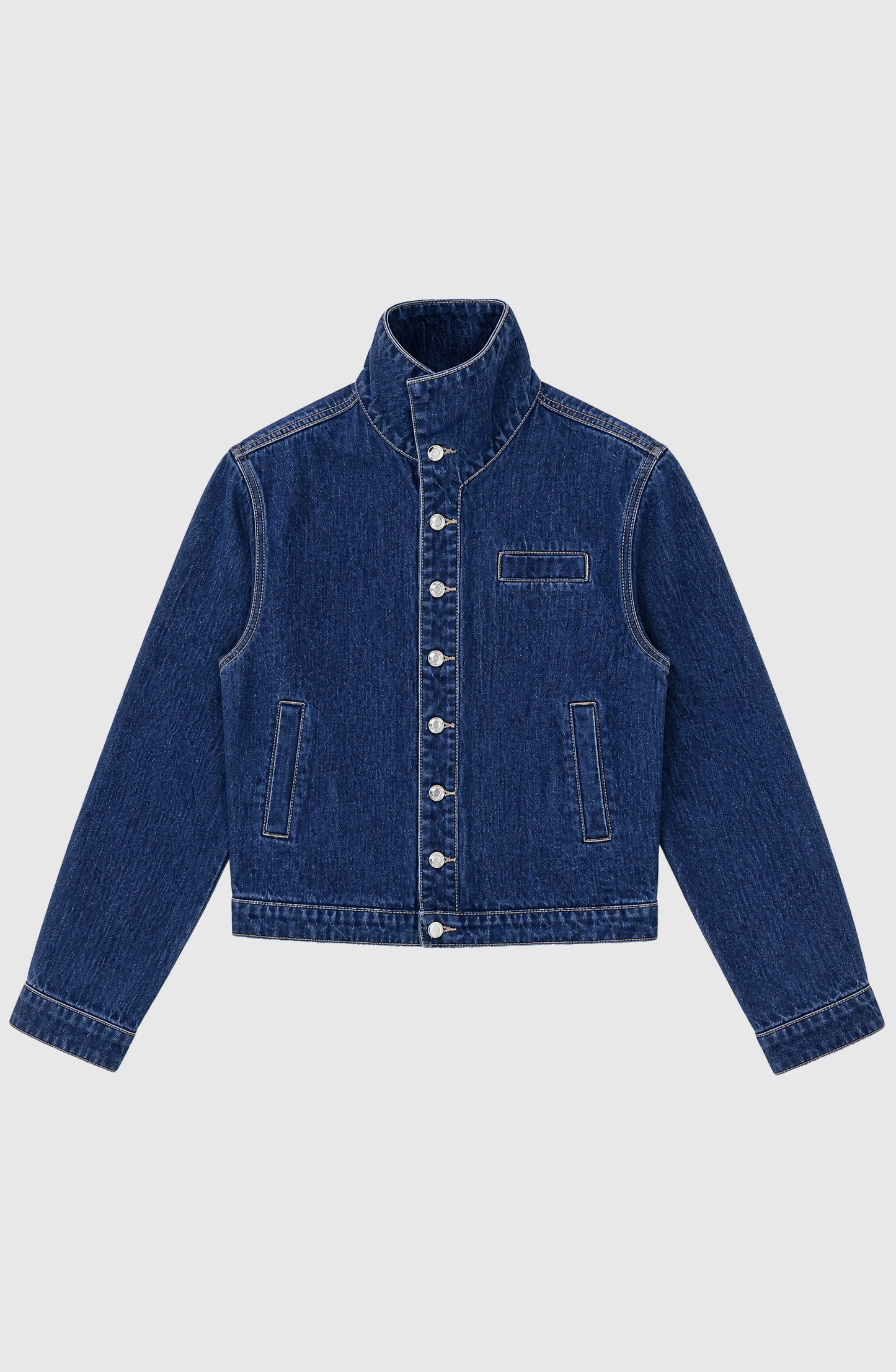 Chaqueta Denim Cuello Funnel Blue