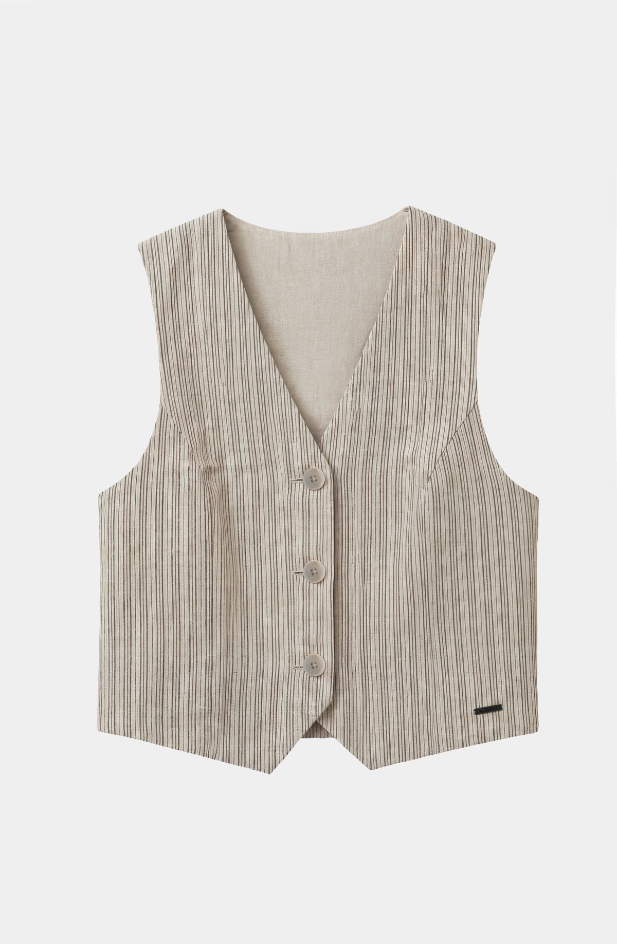 Vest Lino Print Ecru