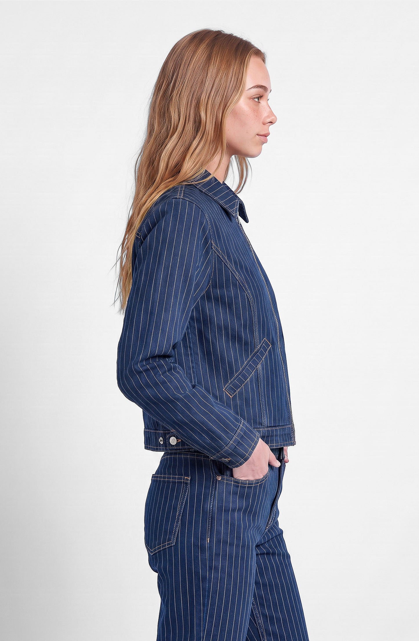 Chaqueta Denim Rayas Indigo